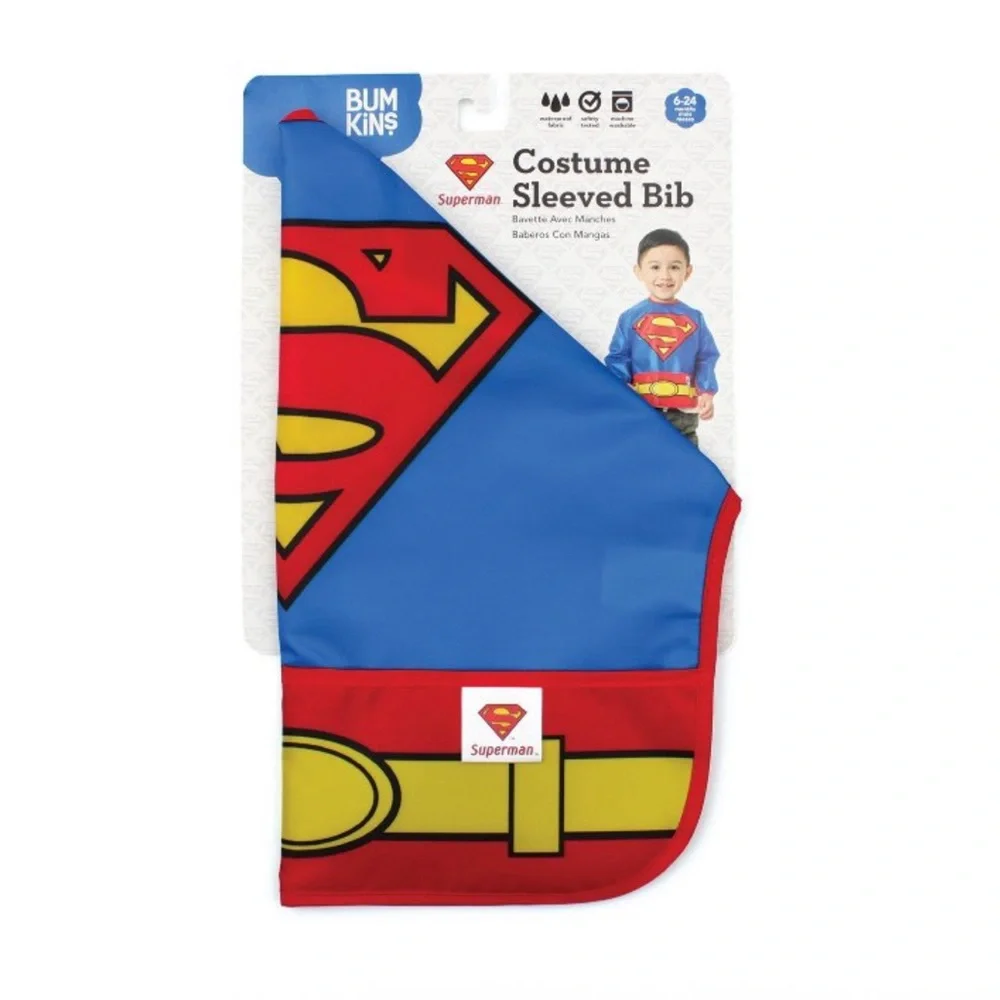 Bumpkins Bib - Superman DC Comics Costume Long Sleeved Blue Red